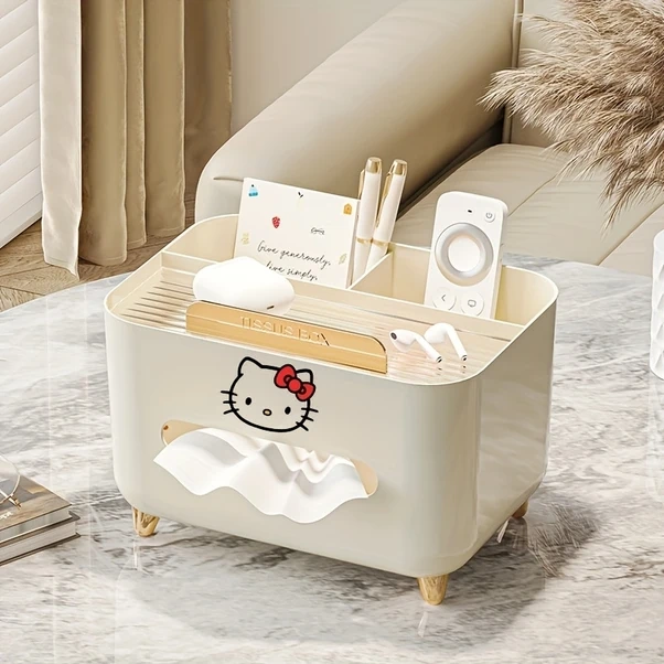 Sunshine011 1 Adet Hello Kitty Peçetelik - Dekoratif Kapaklı, Yaşam Odası, Banyo, Ofis İçin Yer Tasarruflu Saf Beyaz