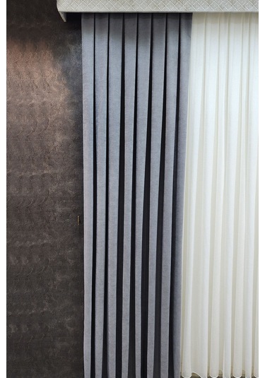 Mosso Fon Perde Düz Renk Açık Gri