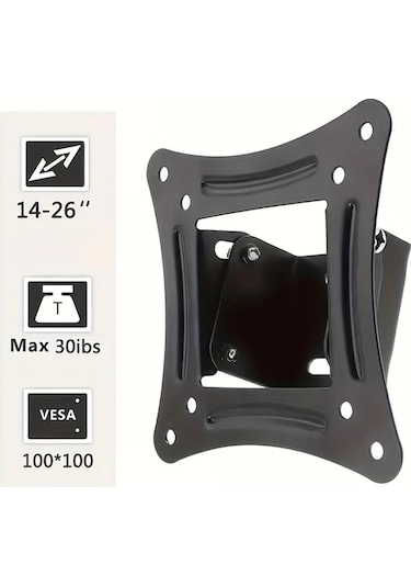 Meridiangoods 14-26 İnç Led Lcd Ekranlar İçin 100x100 Mm Vesa 30 Kg Demir Tv Askı Sistemi Siyah