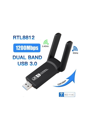 Vothoon Dual Band USB 3.0 Adaptör Kablosuz Wi-Fi Alıcı Ac1200 Mbp