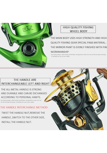 Sones Yumoshı Xf1000 Tam Metal Salıncak Kolu Metal Kafa Olta Makarası Altın