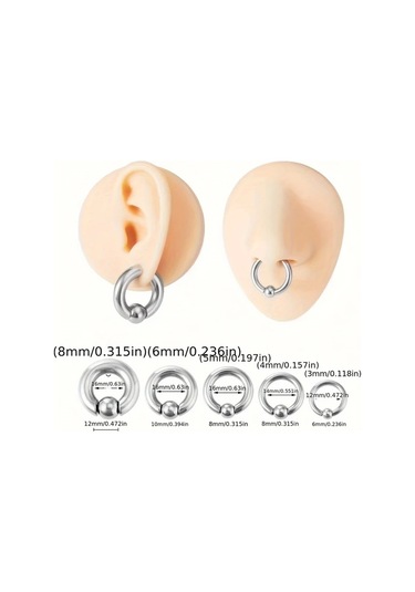 Willowhaven 1 Adet Sağlam Küresel Burun Halkası - Gümüş 4x14x8mm Endüstriyel Piercing Diğer