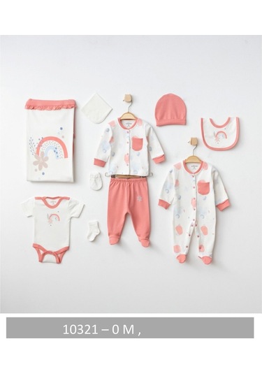 Desenli 10 Parça Kutulu Yenidoğan Hastane Çıkışı Zıbın Seti 10325 Ayıcık