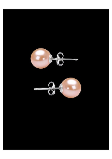 Bymissmücevherat 925 Ayar Gümüş Pembe İnci Küpe 10 Mm