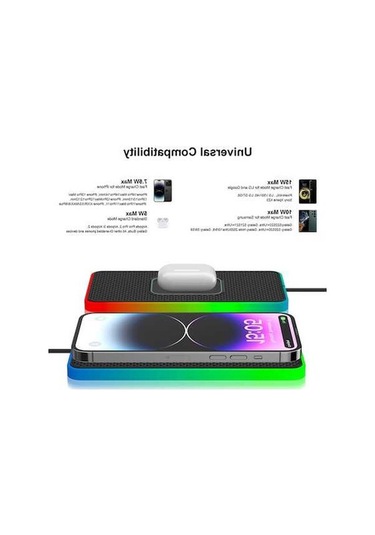 Didadodo 2 In 1 15w Kablosuz Şarj Cih. Kaymaz Mat, Renkli Işıklı Usb-c Kablo 0,5 M