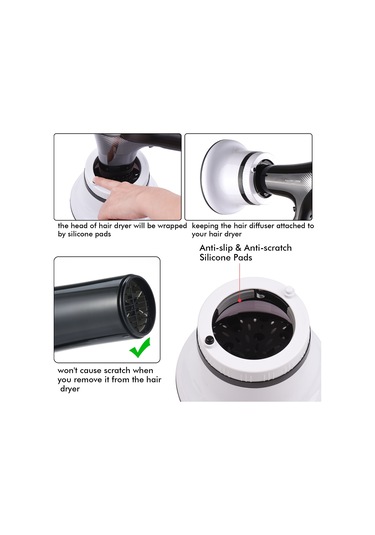 Vkemall Kolay Kullanımlı Saç Kurutma Difüzörü - Silikon Tabanlı, Çoğu Föne Uyumlu, Beyaz Renk