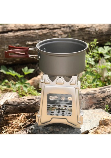 Kamp Odun Sobası Taşınabilir Paslanmaz Çelik Hafif Katılaşmış Gümüş