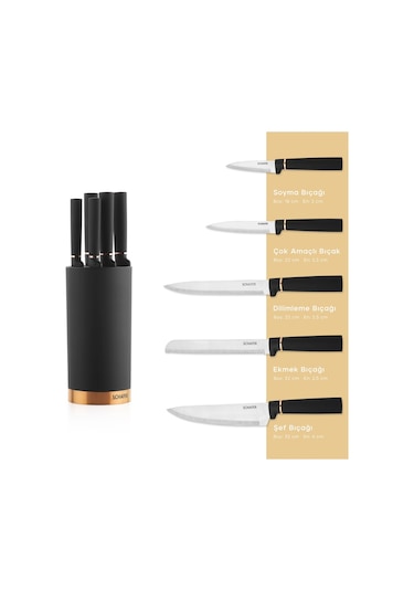 Schafer Forge Bloklu Bıçak Seti 6 Parça-siyah02