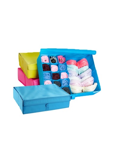 Sones Oxford Kumaş İç Çamaşırı Çorap Çeşitleri Kapaklı Saklama Kutusu Siyah