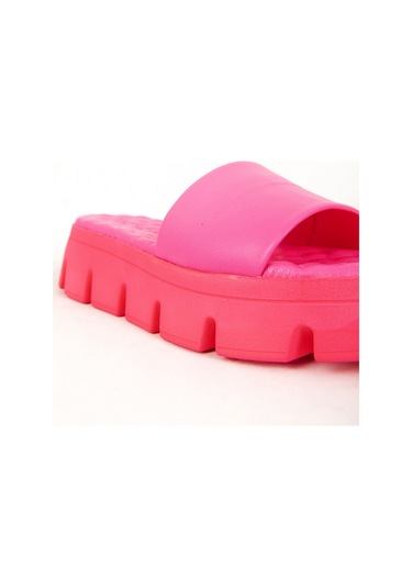 Dericlub 7657 Gerçek Deri Kalın Taban Terlik Fuşya