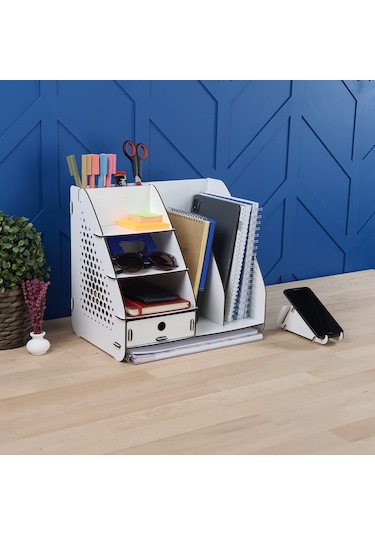 Focus Hexa Çekmeceli A4 Evrak Rafı Masaüstü Organizer Beyaz Renk
