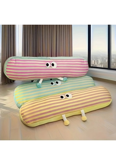 Elmpaly Yan Yataklar İçin Uzun Çizgi Yastık Yatak Kanepe Desteği Sarı El Yıkama Sarı