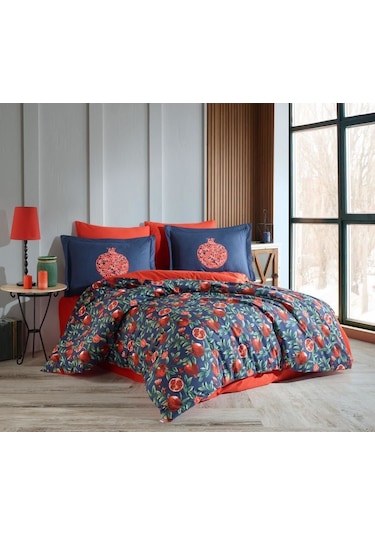 Hobby Çift Kişilik Poplin Nevresim Plenty Kırmızı Çok Renkli