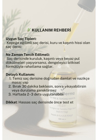 Calmaderma Kepek & Ferahlık 100 Ml - Çay Ağacı & Tamanu Saç Bakım Yağı