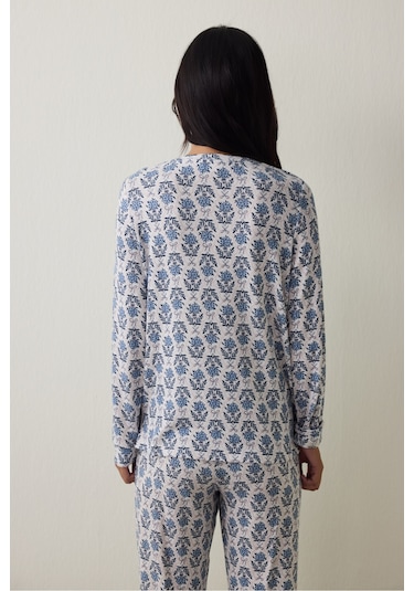 Penti Çiçek Baskılı Tea Time Termal Etkili Sweatshirt Pijama Üstü