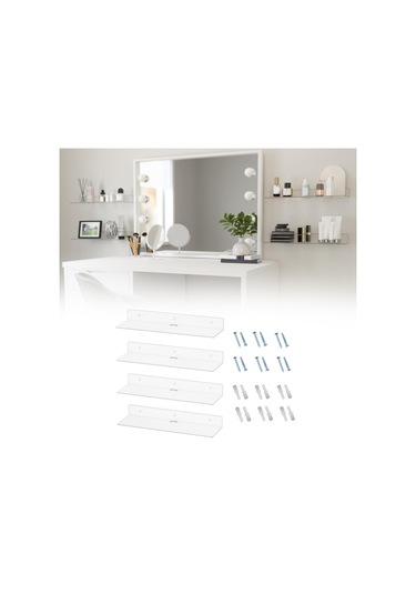 Suntek 4 Adet Akrilik Duvara Monte Raflar Şeffaf Duvar