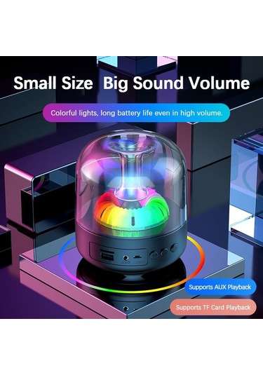 Renkli Dinamik Atmosfer Işığı Desteği Plug-ın U Disk / Tf Kart İle Kablosuz Serin Hifi Ses Bluetooth Hoparlör