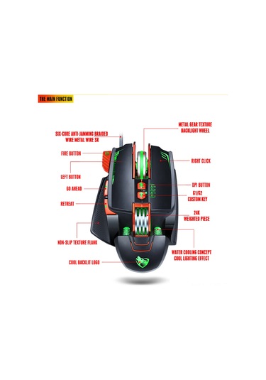Geeroyoo T-wolf V9 Profesyonel Rgb Aydınlatmalı Oyun Faresi - 3200 Dpı, 7 Işık Modu, Ağırlık Ayarlı, Ergonomik Tasarım V9