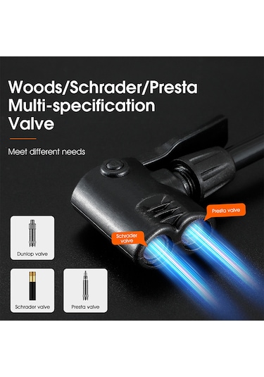 Moveevo Stokastik Yüksek Basınçlı 160psı Manuel Pompa, Bisiklet Elektrikli Araç Toplar İçin, Çelik Gövde, Basınç Göstergeli, 3 Valfli