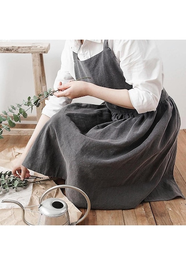 Suntek Pamuk Keten Kolsuz Önlük Mutfak Pişirme Pişirme