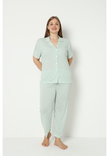 Sleeproom Yazlik Düğmeli Büyük Beden Ev Giyim Yeşil