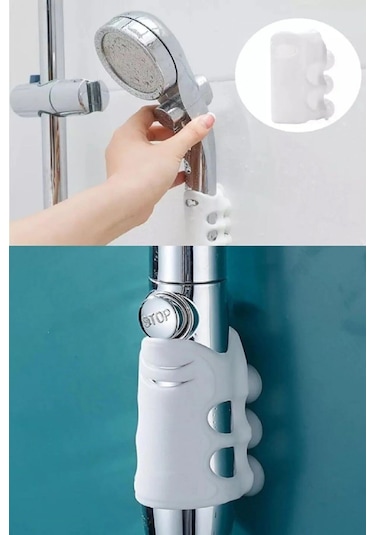 Tineke Vantuzlu Duş Başlığı Tutacağı Silikon Vantuzlu Fiskiye Beyaz