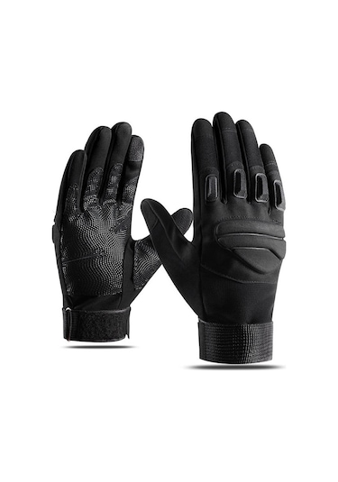 Happychildhood Erkek Xl Boyutu Dokunmatik Ekran Kullanılabilen Motosiklet Eldiveni - Siyah Standart Siyah