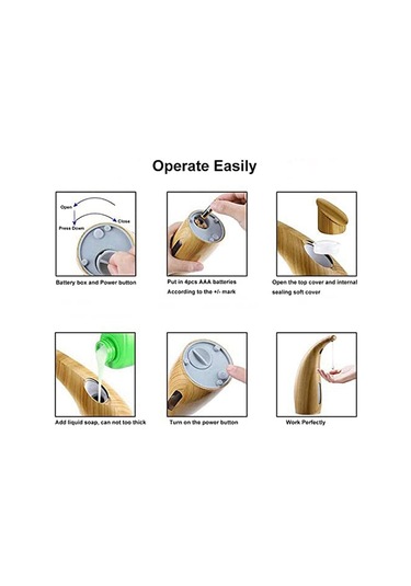 Xiaaokeji Otomatik Sensörlü Sabunluk Temassız Sıvı El Sabunu Dispenseri B Açık Ahşap Deseni