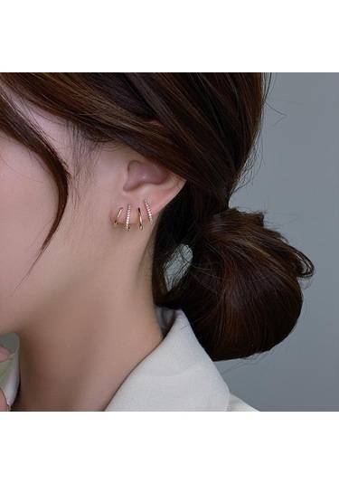 Altın Moda Zarif Rhinestone Dekor Kulak Manşet Küpe Kadın İçin 2023 Yeni Varış Noel Hediyesi Damızlık Küpe Altın