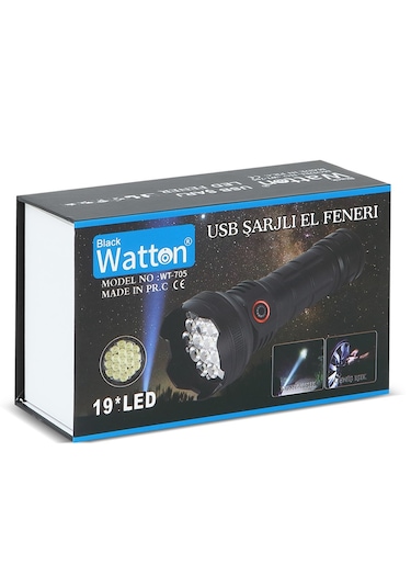 Watton Wt-705 19 Led 5 Mod Geniş Açı El Feneri Siyah