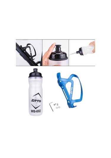 Suntek Dağ Bisikleti Su Şişesi Kafesi İçki Sağlam Mavi Mavi