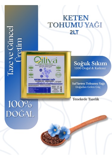 2 Litre Soğuk Sıkım Keten Tohumu Yağı %100 Doğal, Katkısız, Omega-3 Kaynağı 2 L