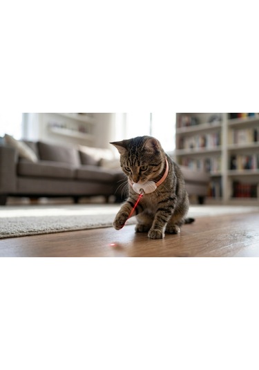 Otomatik Lazerli Kedi Tasması - Şarjlı İnteraktif Kedi Oyuncağı