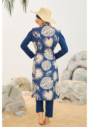 Tam Kapalı Tesettür Mayo Deniz Mayosu Td223-518 Lacivert