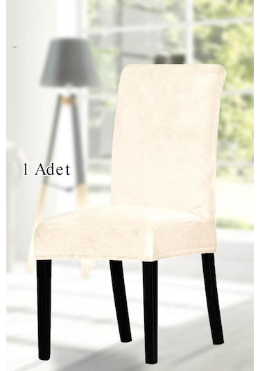StarMall Ipek Kadife Sandalye Kılıfı Sandalye Örtüsü Lastikli Standart 1 Adet Krem
