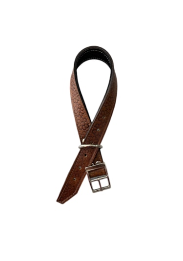 Ln Leather Gerçek Deri Orta Irk Vaketa Deri Köpek Tasması Taba 2.5 x 55 CM Taba