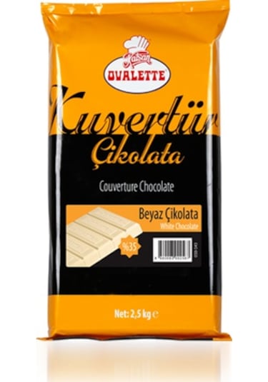 Katsan Ovalette Kuvertür Beyaz Çikolata 2500 G