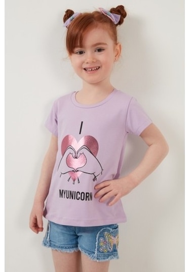 Lela Baskılı Bisiklet Yaka Pamuklu Kız Çocuk T Shirt 6211027 Lila Lela Baskılı Bisiklet Yaka Pamuklu Kız Çocuk T Shirt 6211027 Lila