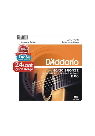 D'Addario EJ10 Akustik Tel Set Bronz Extra Light (.010)