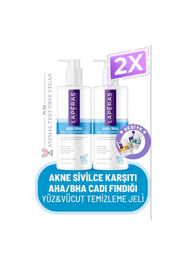 Sivilce Karşıtı Salisilik Asit Aha/bha Cadı Fındığı Yüz Vücut Vegan Temizleme Jeli 400ml 2'li Paket