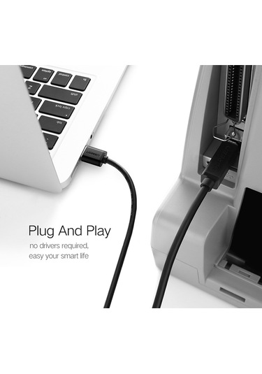 Ugreen Usb 3.0 Tip A Erkek - Tip B Erkek Altın Kaplama Yazıcı Kablosu Veri Kablosu, Canon, Epson, Hp İçin, Kablo Uzunluğu: 2m