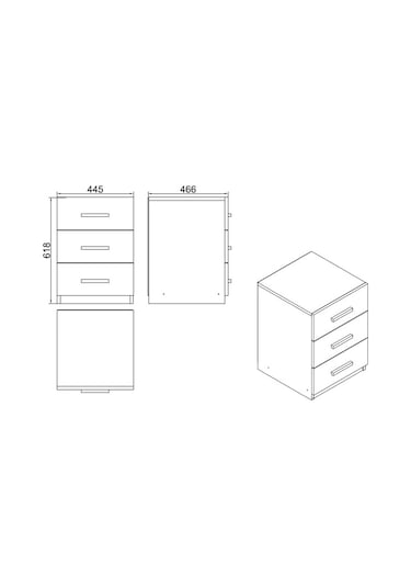 Yurudesign Vario C Ofis 3 Lü Keson Meşe-Siyah