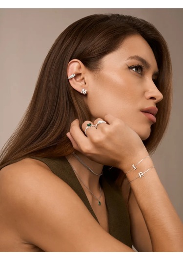 Miestilo 925 Ayar Gümüş Kafes Küpe, M Harfli 209755596 beyaz