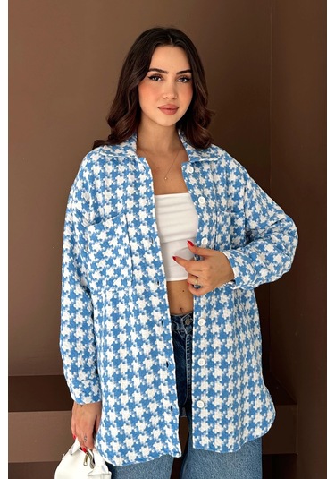 Kazayağı Gömlek Mavi Mavi