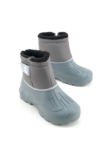 Gezer Erkek Kışlık İçi Peluşlu Su Geçirmez Tek Cırt Cırtlı Boğazdan Ayarlanabilir Rahat Taban Günlü Gri