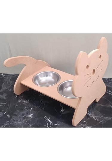 Hobi Adn 90369 Model Kedi Mama Su Kabı Seti Paslanmaz Tabak El Yapım