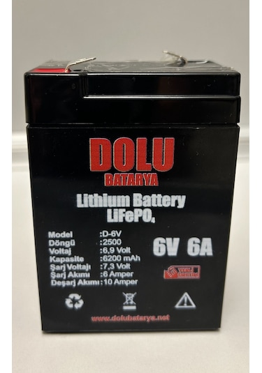 6 Volt 6 Amper Lithium Lifepo4 Akü Batarya