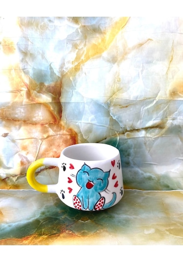 Kazan Modelli Kedi Tasarımlı Kupa Bardak Karışık