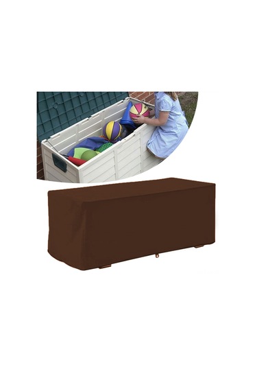 Xiyyadms Bahçe Dış Mekan Deck Kutusu Kılıfı 210d Oxford Kumaşı, Su/yağmur/uv/toz Koruyucu, 123x62x55 Cm Kahverengi