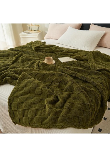 Ordu Yeşili Yatak Battaniyeleri Yumuşak Rahat Rahat Katı Siyah Kadife Atmak Battaniye Kanepe Taşınabilir Seyahat Flanel Battaniye Kapağı 100 150cm